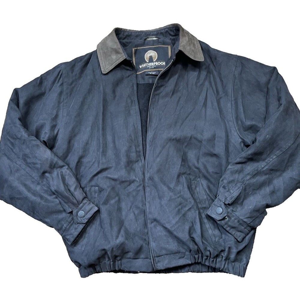 Weatherproof Mens Jacket Large Black Bomber Fleece Lined Zip Coat